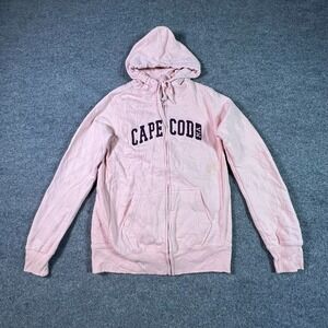 Cuffy's of Cape Cod Hoodie Women's M Pink Cotton Fleece-Lined Running Full-Zip